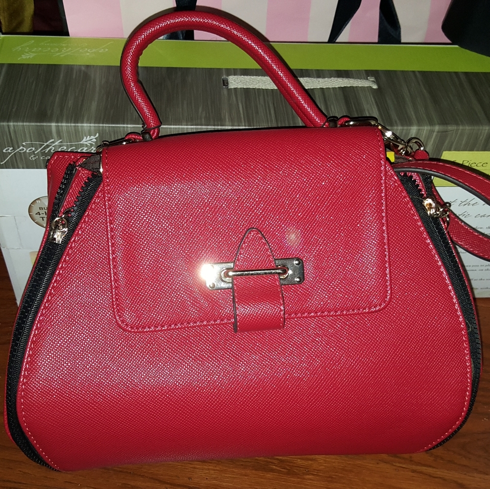 Big cross body or hand bag, red